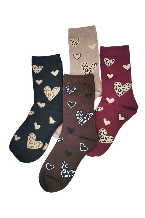 Heart Leopard Print  Socks