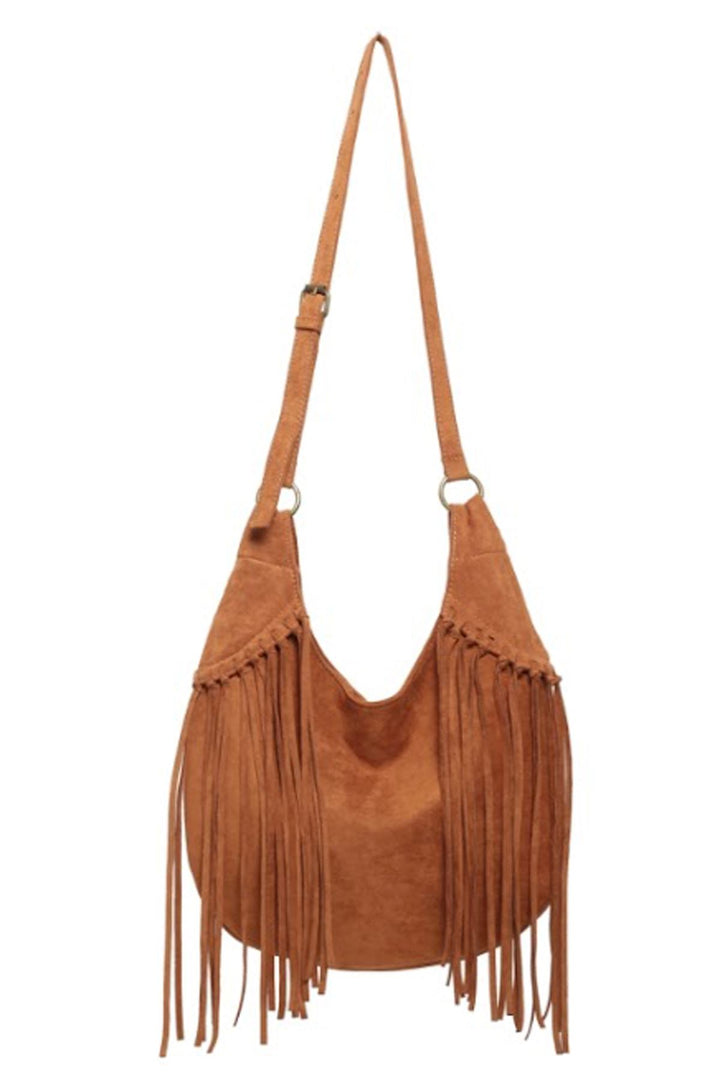 fringe faux suede shoulder bag