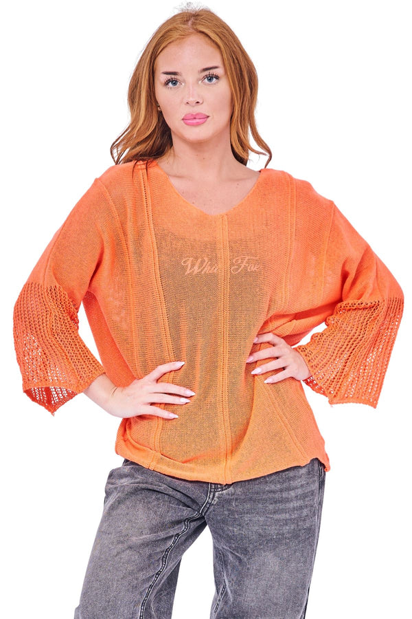 Plain Knit Style Oversized Batwing Cotton Top