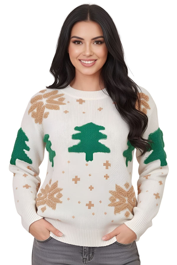 snowflake tree xmas ribbed jumper