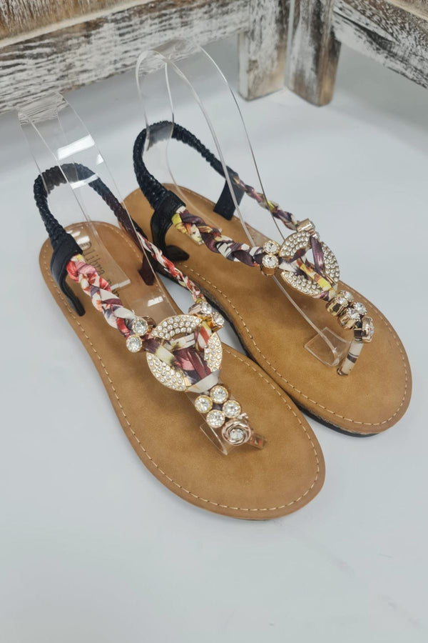 Floral Straps Embellished Sandal