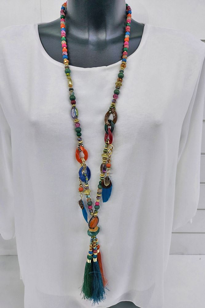 bulk gemstone tassel necklace