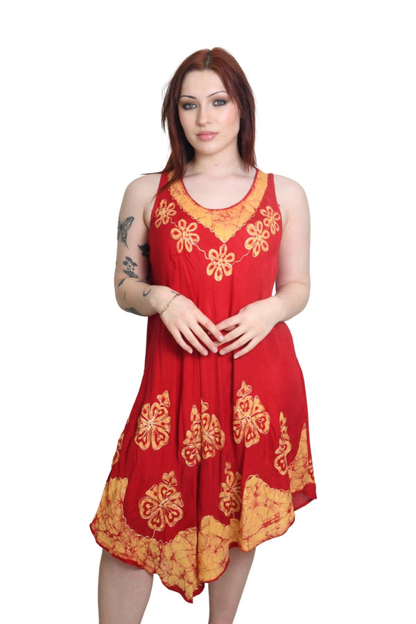 Leaf Print Umbrella Rayon Dress