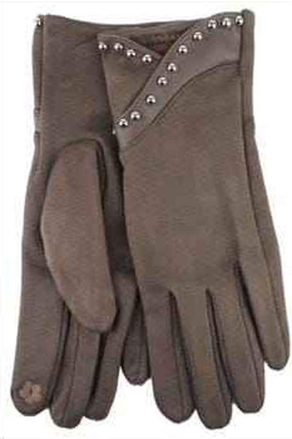 studded faux suede gloves