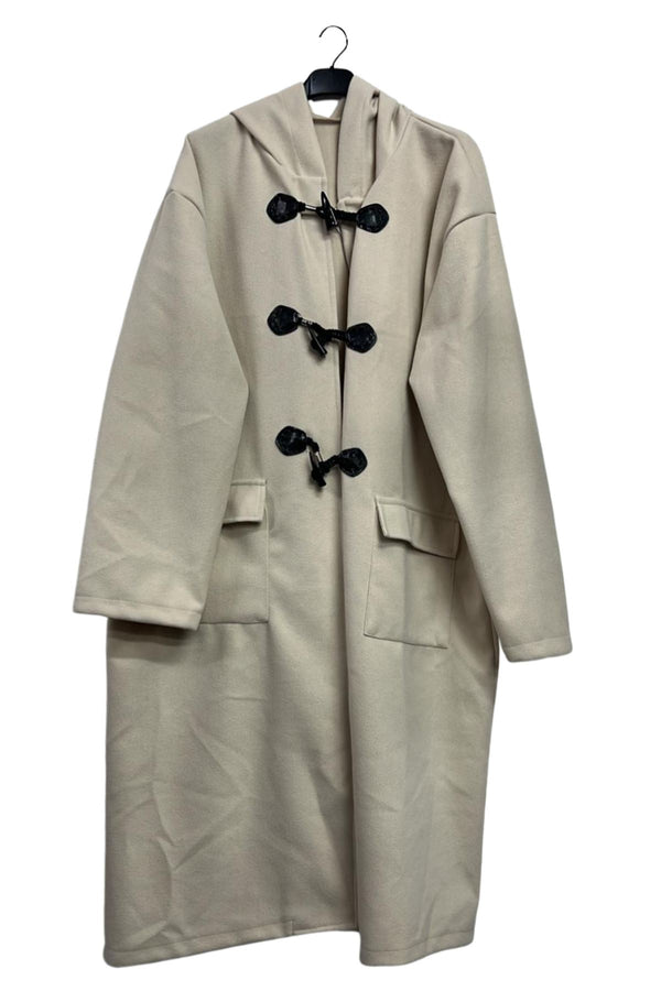 Plain Front Two Flap Pockets Longline Duffle Coat