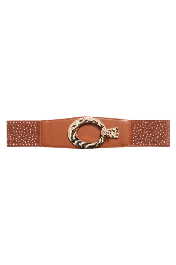 Elasticated Textured Buckle & Stud Detailing Belt