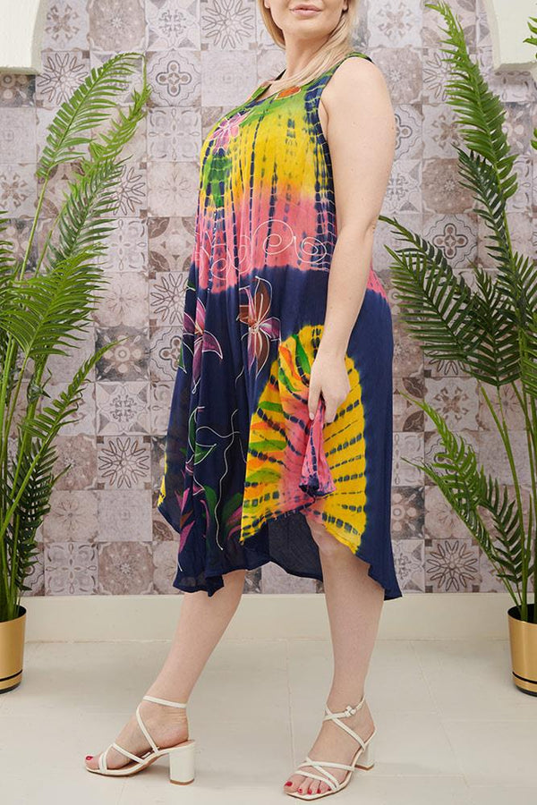 Palm Print Umbrela Dress
