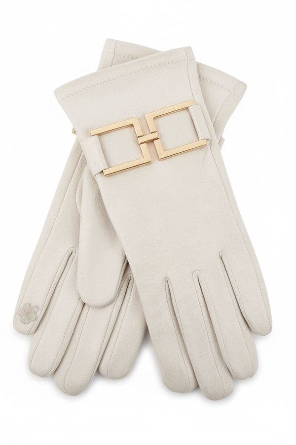 Suede Buckle Detail Gloves