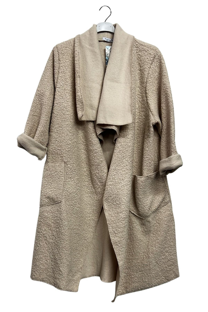 draped collar coat womens