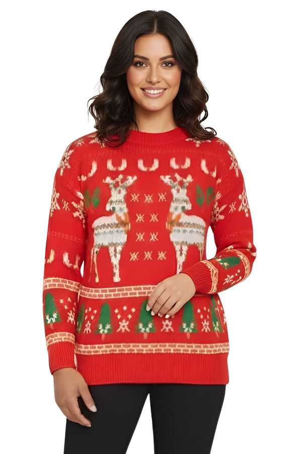reindeer snowflake xmas ribbed jumper