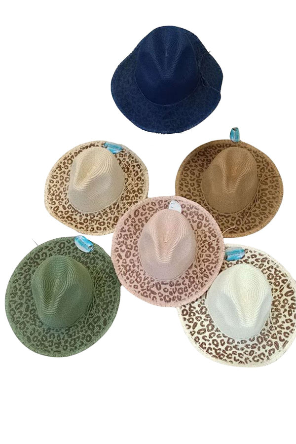 Leopard Print Straw Sun Hat