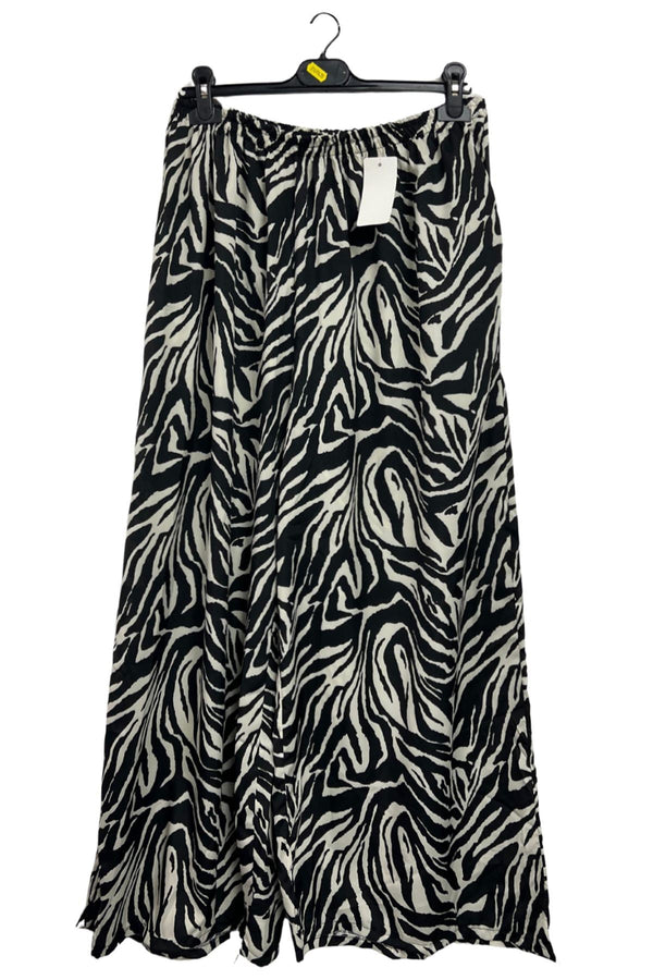 Leopards Print Two Side Pockets Wide-Leg Trousers