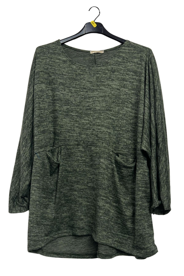 Subtle Heathered Textured Dropped Shoulders Top