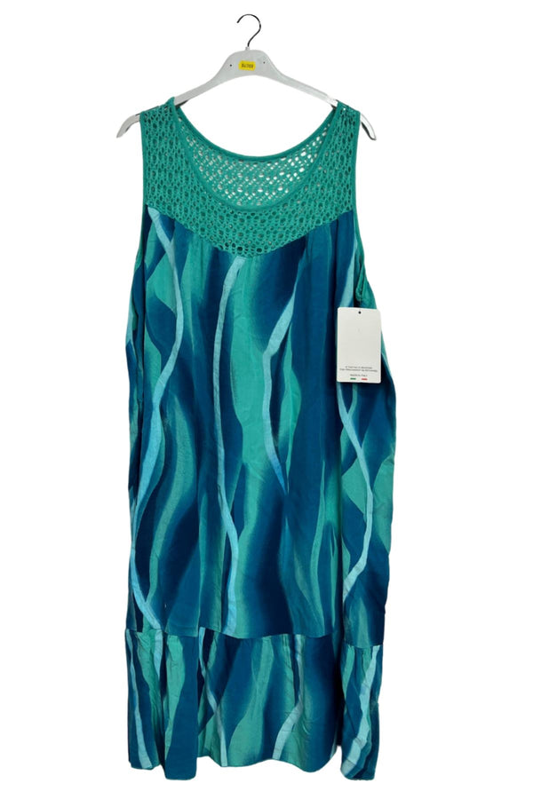 Abstract Flame Print Crochet Detailing Dress