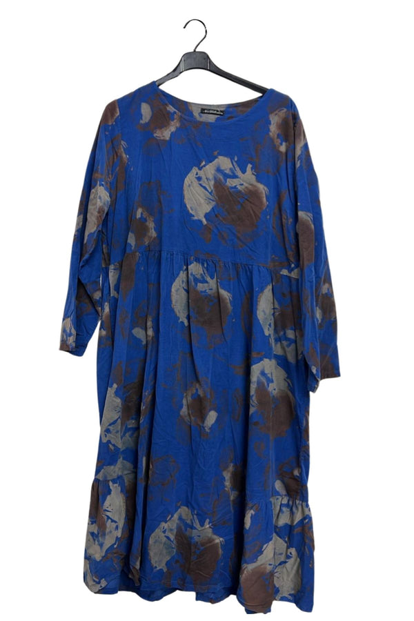 All Over Large Abstract Floral Print Side Pockets Cotton Dress