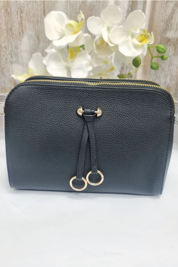 Zipped Double Ring Tassel Shoulder Bag