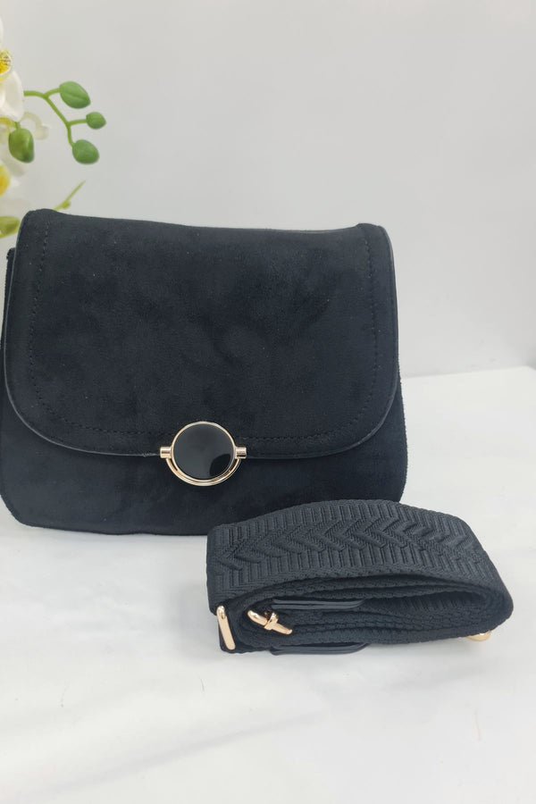 Faux Suede Adjustable Strap Crossbody Bag