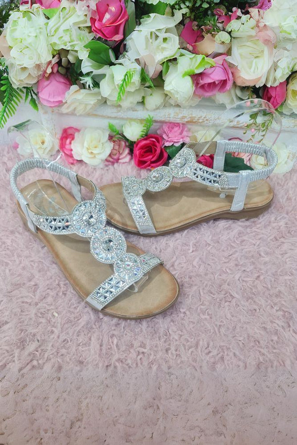 Diamante Elastic Strap Platform Sandal