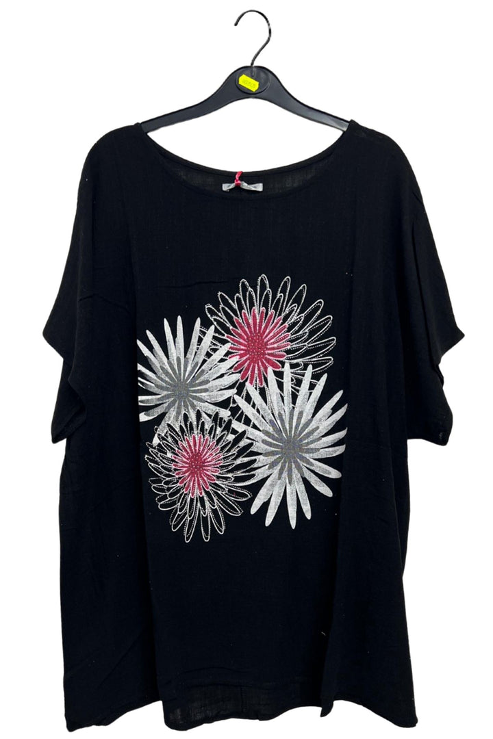 Dahlia Flower Print Cotton Top