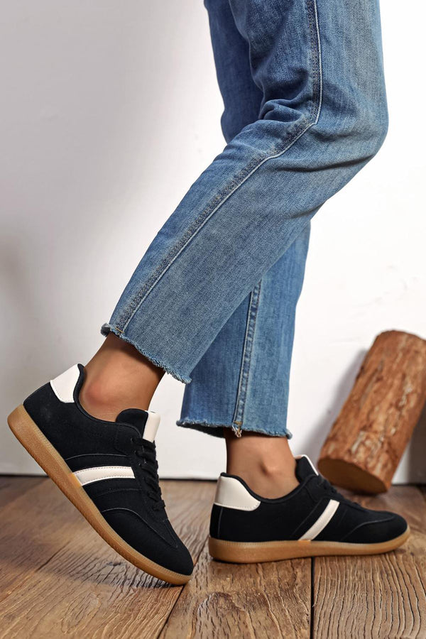 Two Tone Lace Up Flat Shoes