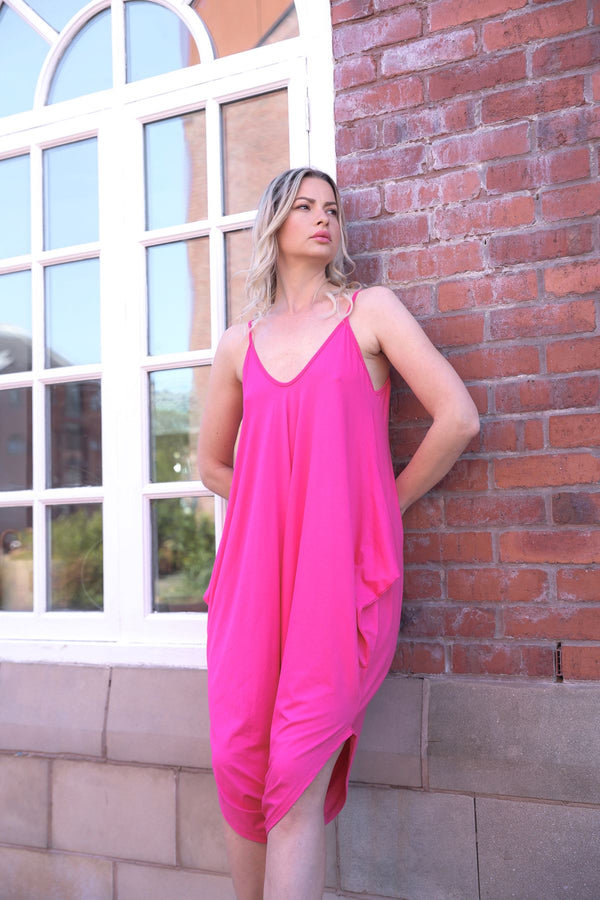Plain Asymmetrical Hemline Spaghetti Straps Dress