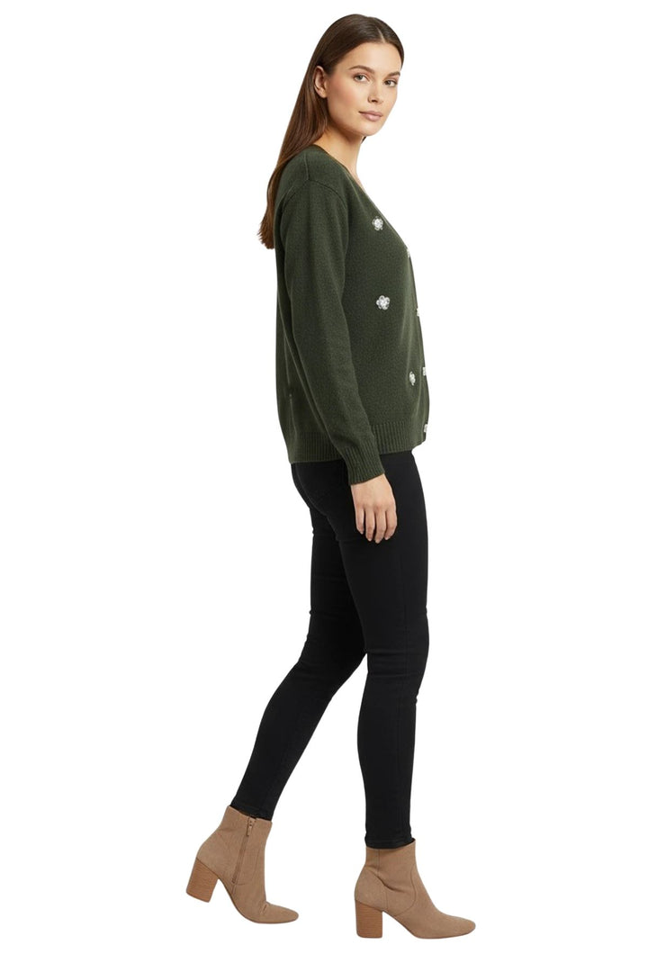 diamond pattern front button cardigan