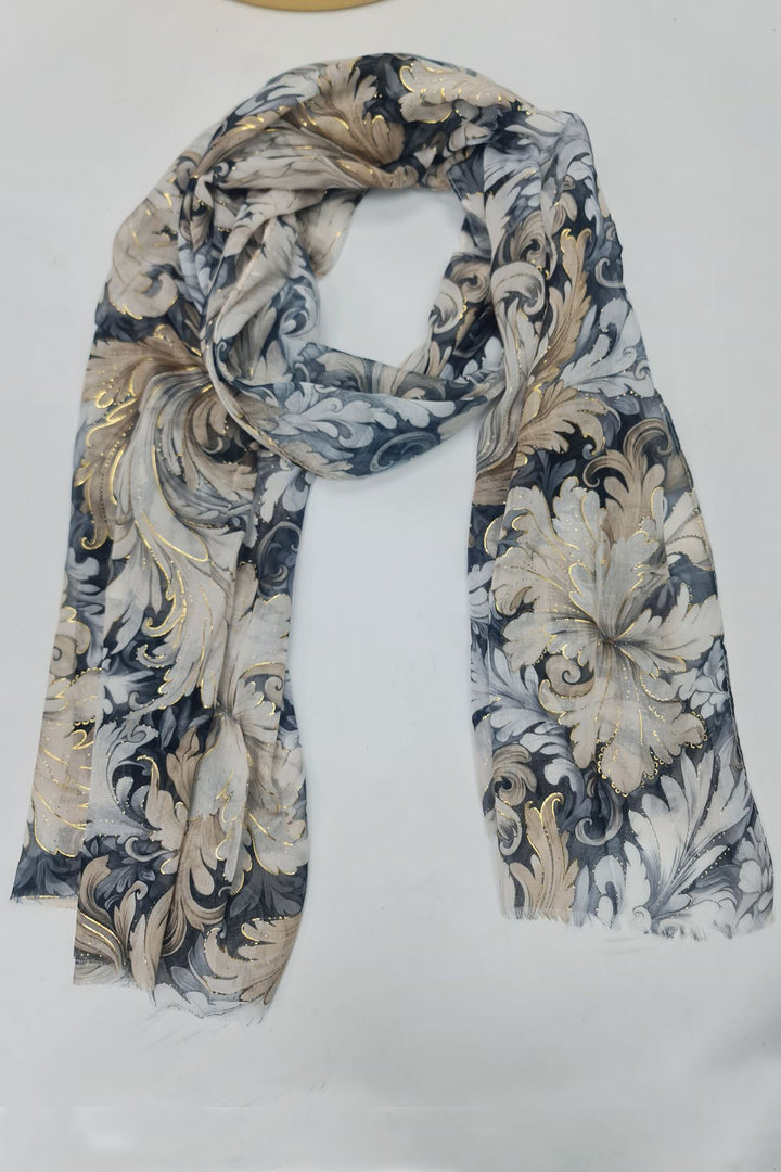 Floral Print Gold Accents Scarves