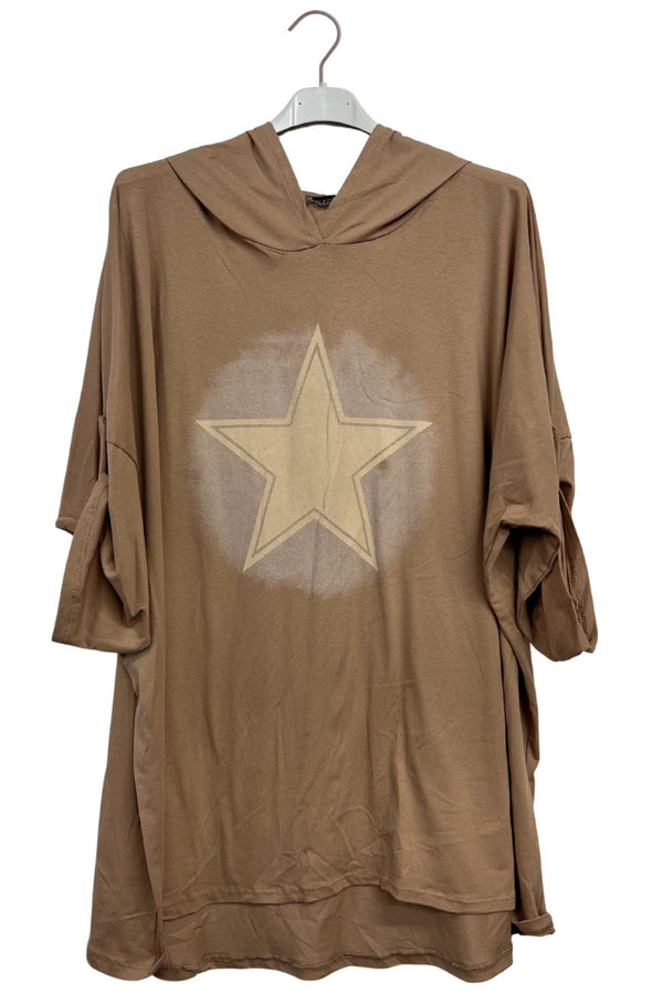 Star Print High Low Hem Top