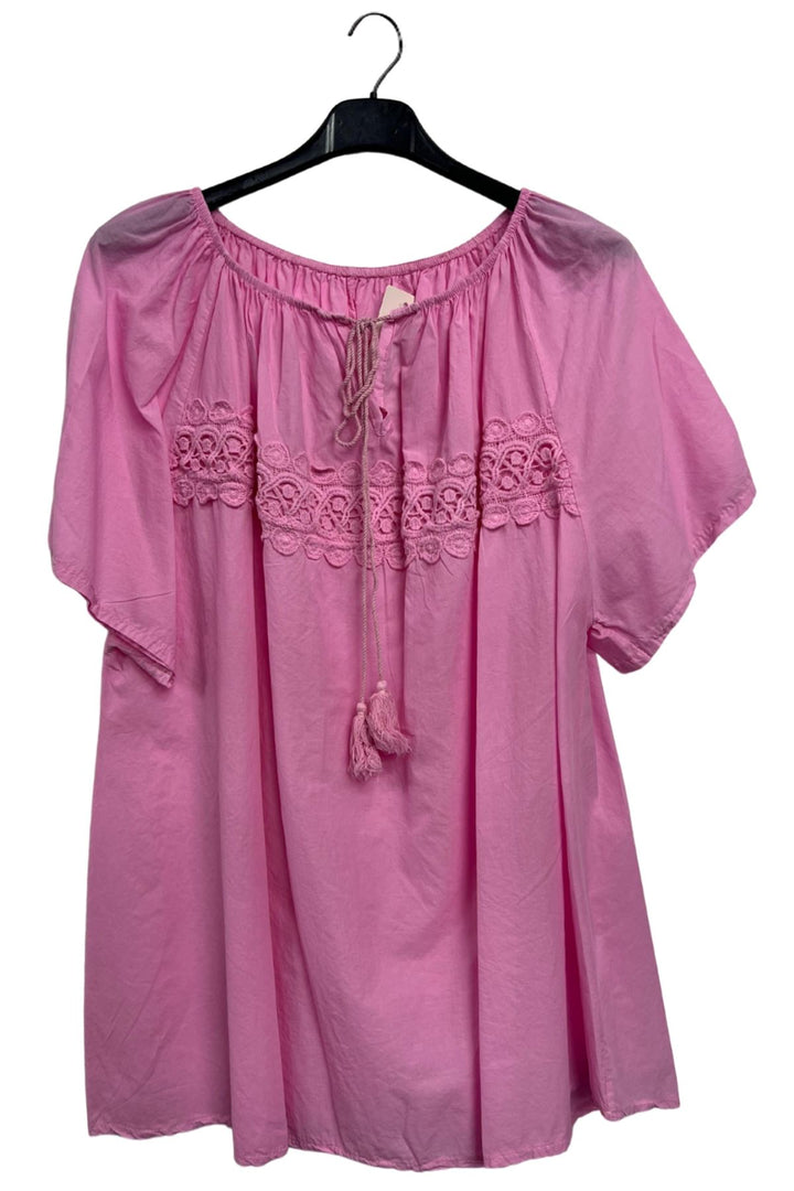 Plain Lace Details Across The Chest Cotton Top