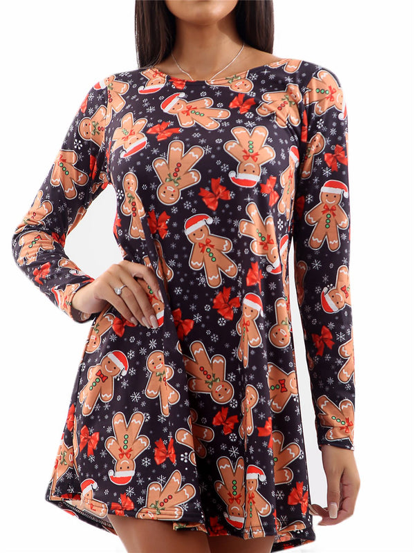 Snowman Print Xmas Dress