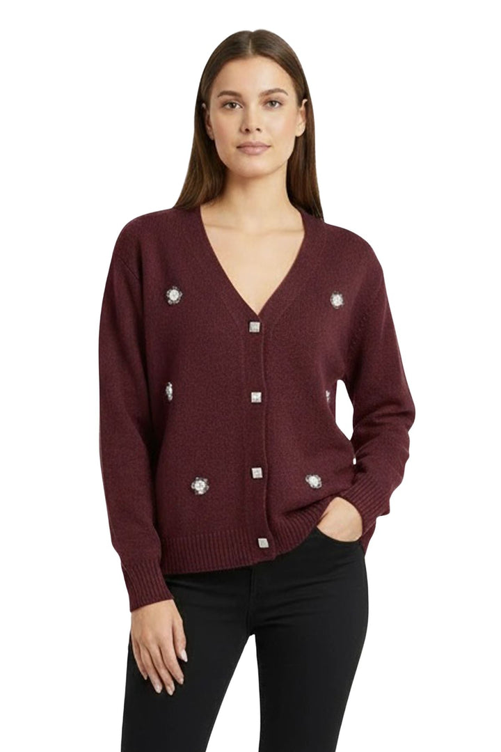 diamond shape design button cardigan