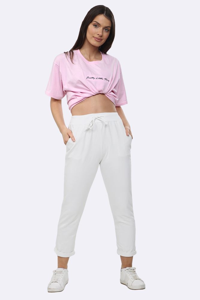 Italian Plain Drawstring Pocket Trousers