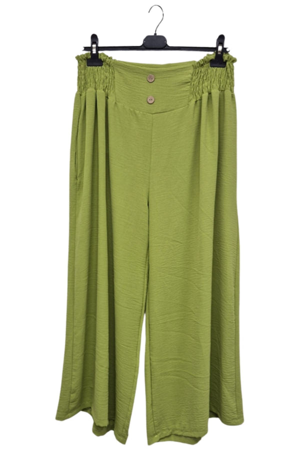 Plain Elasticated Waistband Wide Leg Trousers