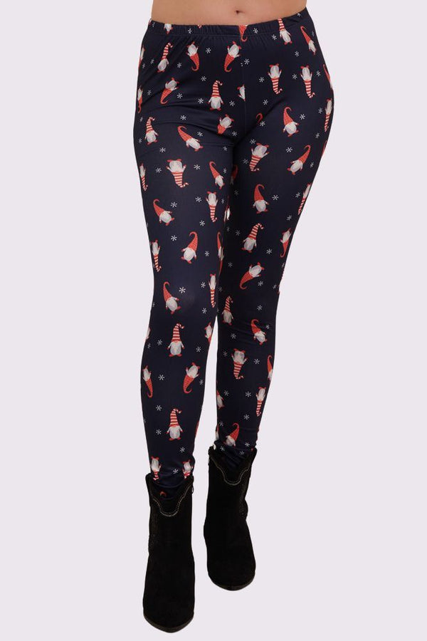 Long XMAS Hat Print Christmas Leggings