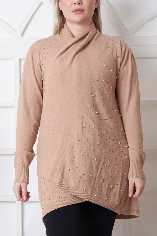 Pearl Diamante Pattern Viscose Cardigan