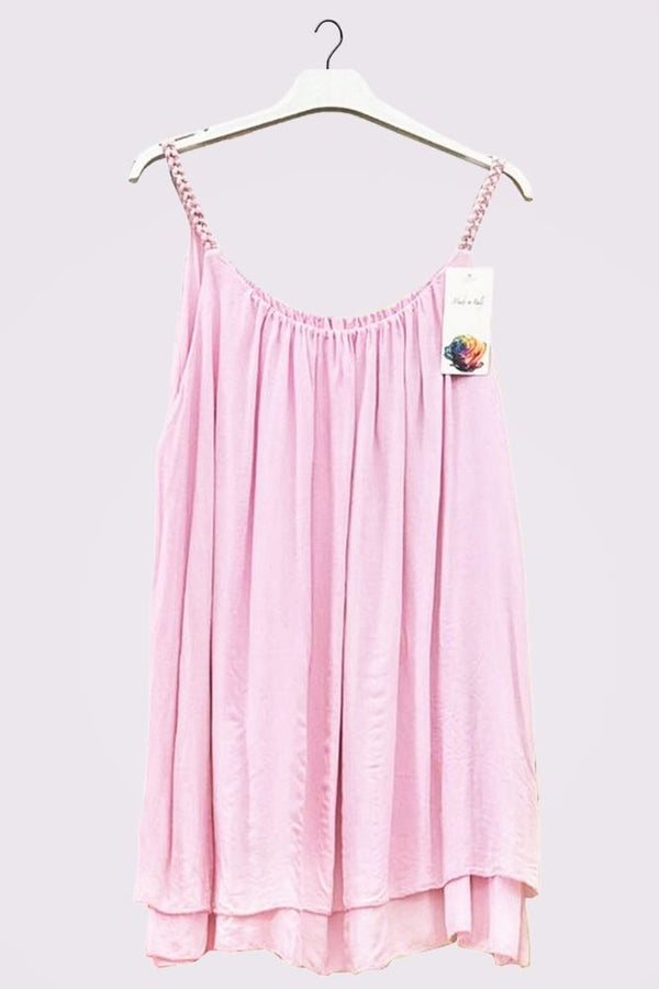 Plain Pleated Layered Hem Top