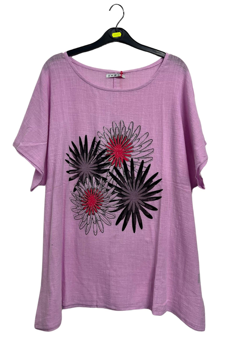 Dahlia Flower Print Cotton Top