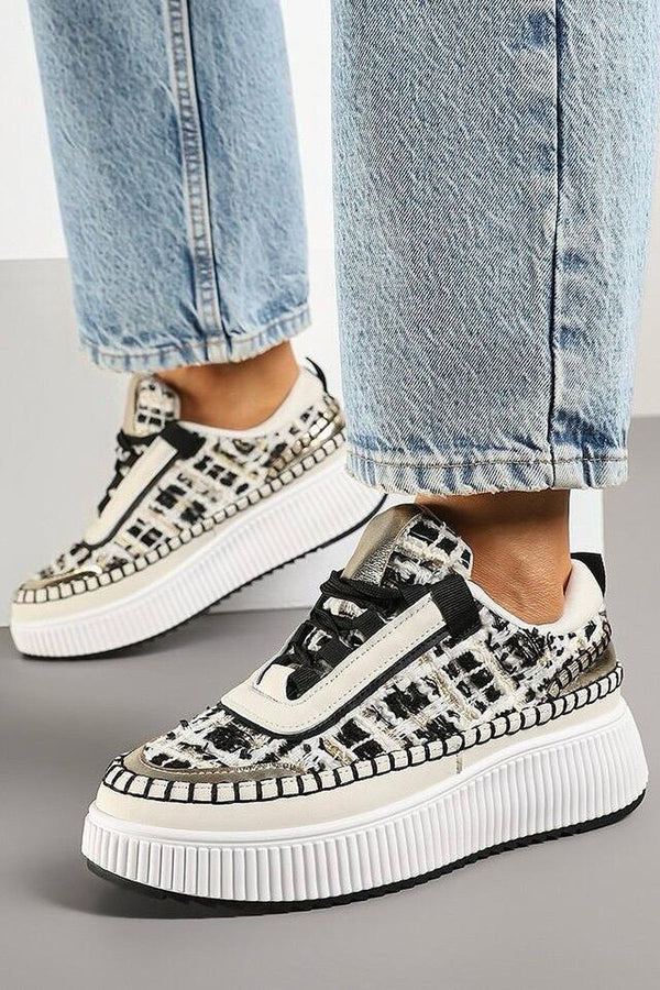 Tweed Platform Lace Up Trainers