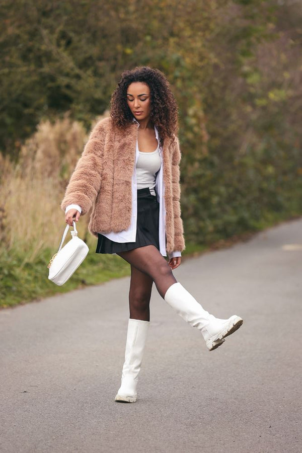 Plain Faux Fur Cardigan