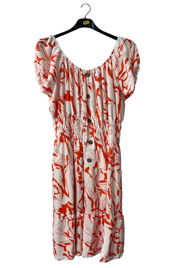 Abstract Print Button-Front Detail Dress