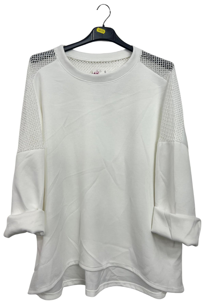 mesh textured plain oversized top