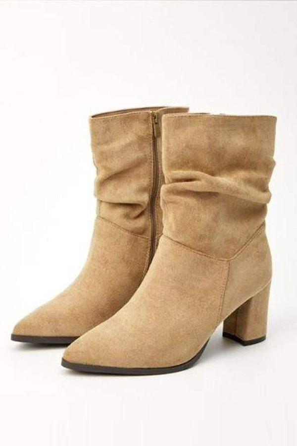 suede mid heel ankle shoes