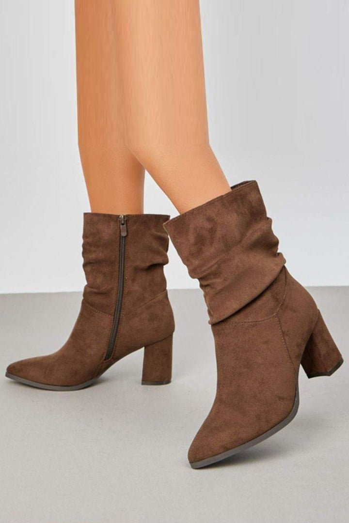 suede side zip ankle shoes