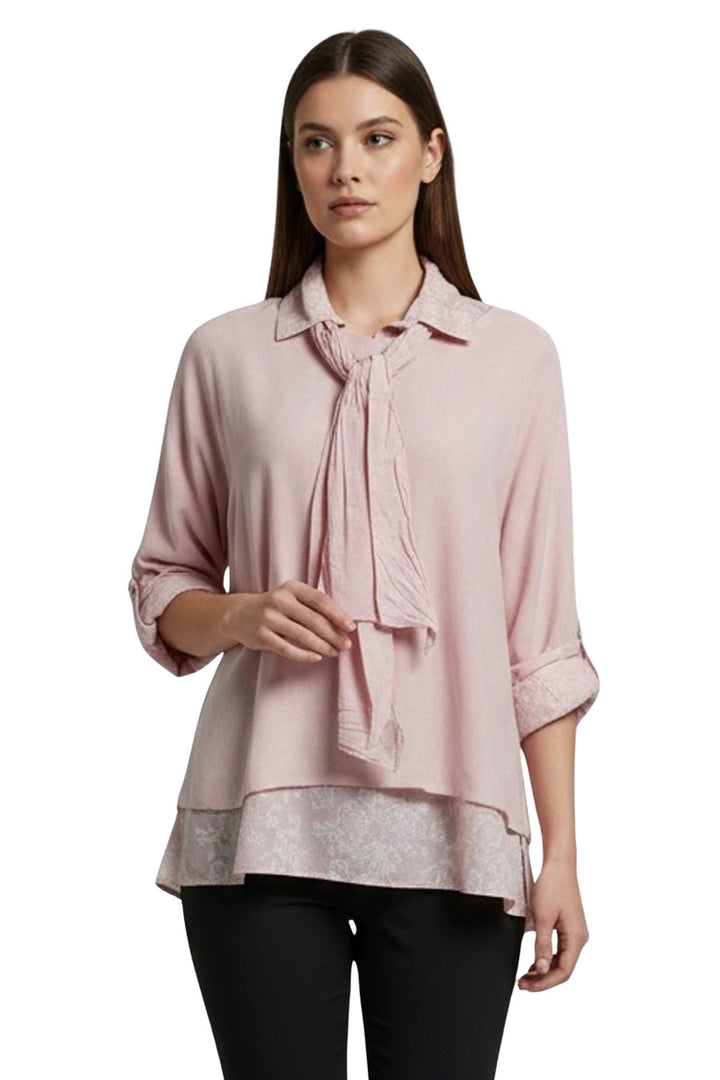 Floral print layered hem top