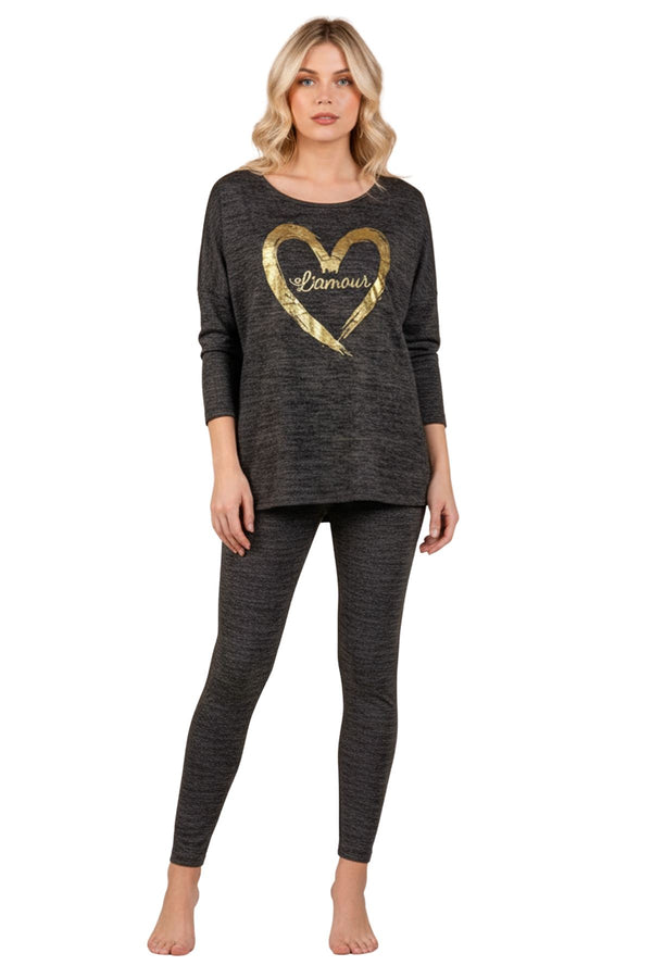 Metallic Foil Heart Elasticated Waistband Co-Ord Set