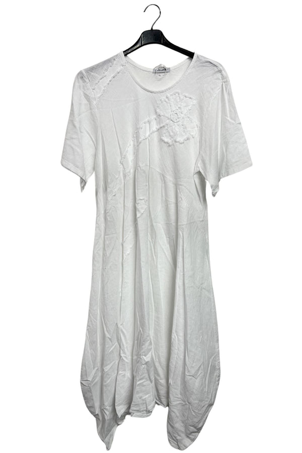 Textured Appliqué Details Linen Dress