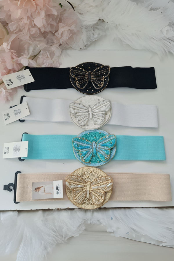Beaded Butterfly Stretch Belt