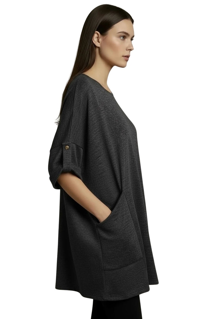 heathered draped pockets top