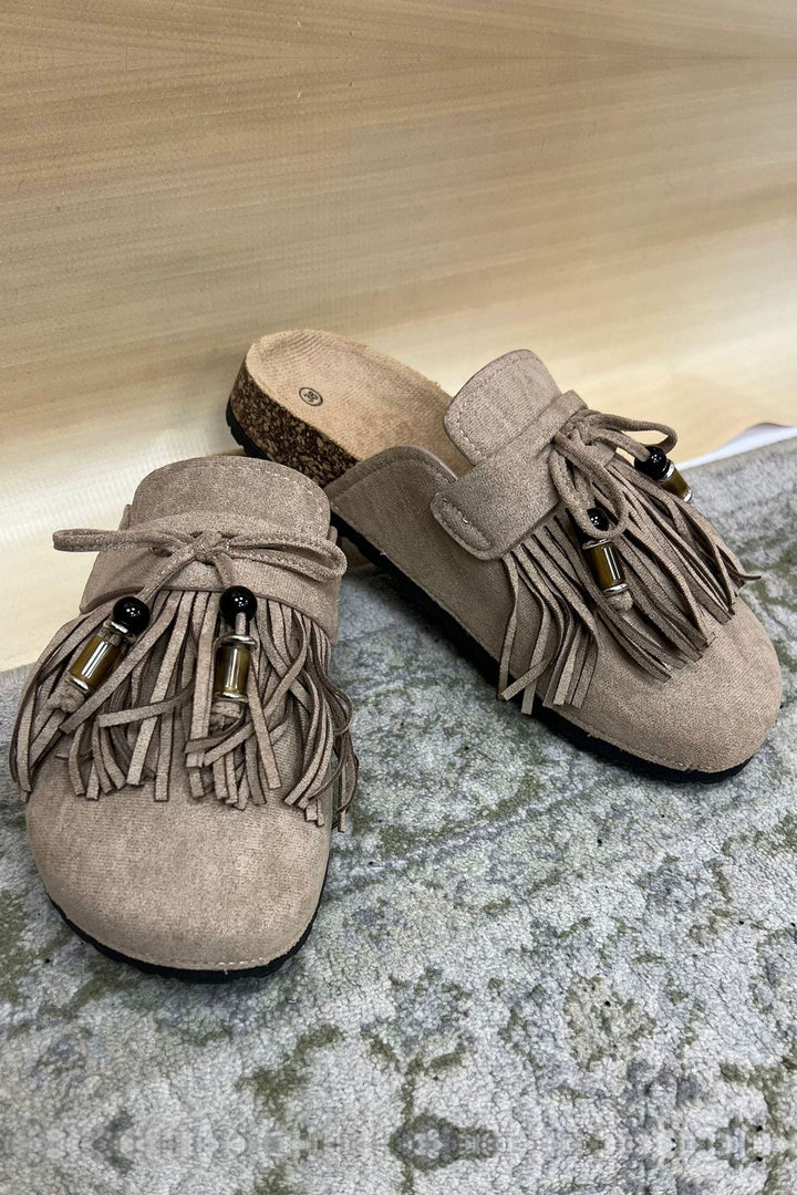 wholesale beaded fringe slip on shoes