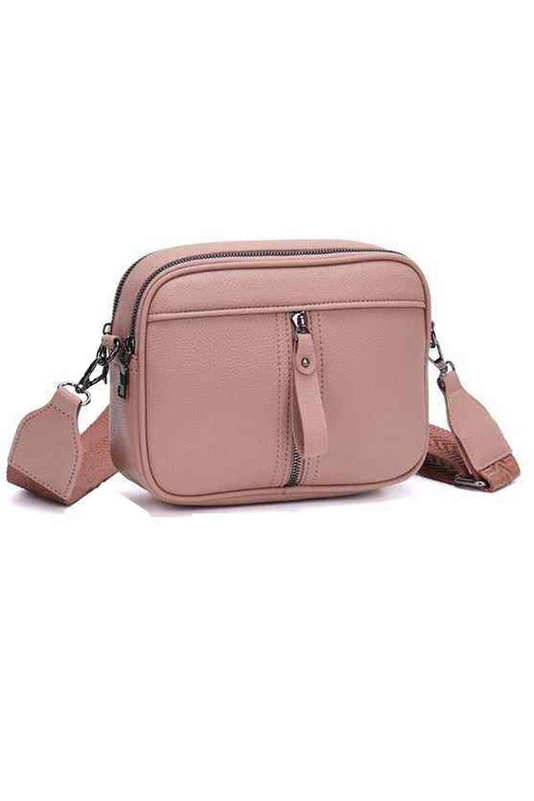 Front Zip Pocket Adjustable Strap Shoulder Bag